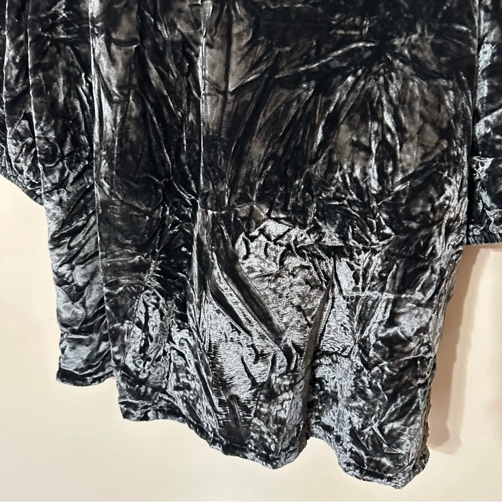 LOFT Crushed Velvet Puff Sleeve Top Short Sleeves Grey Medium new with tags